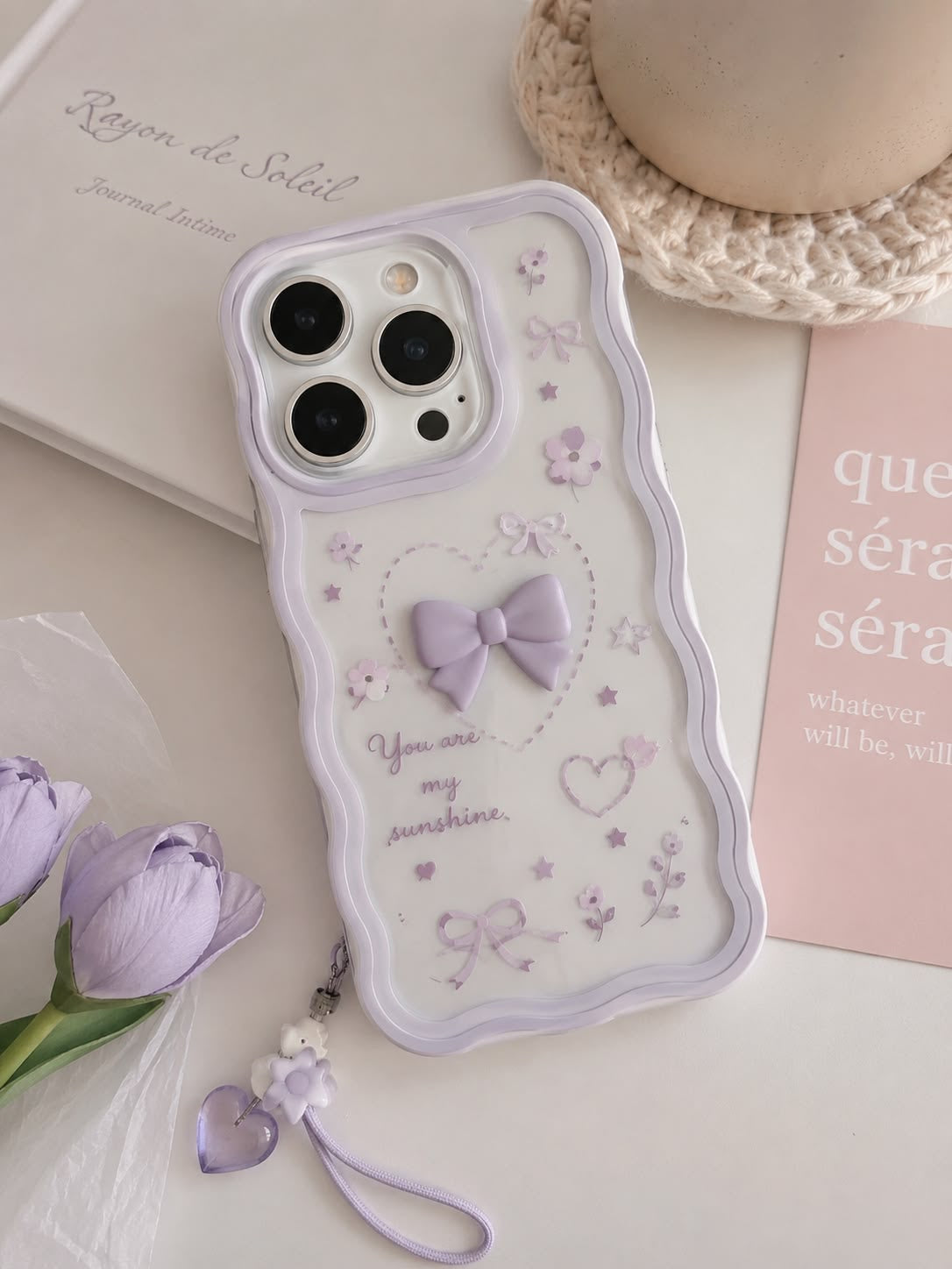 Iphone Lavender 3D Bow Case