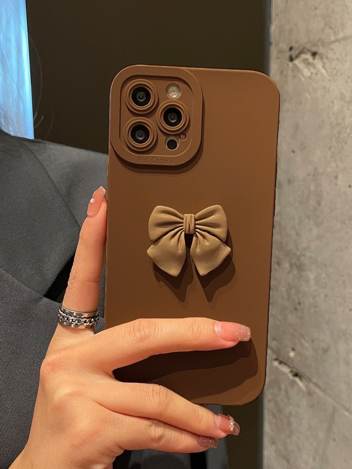 Mocha 3D Bow iPhone Case | Brown Matte Coquette Aesthetic Phone Cover