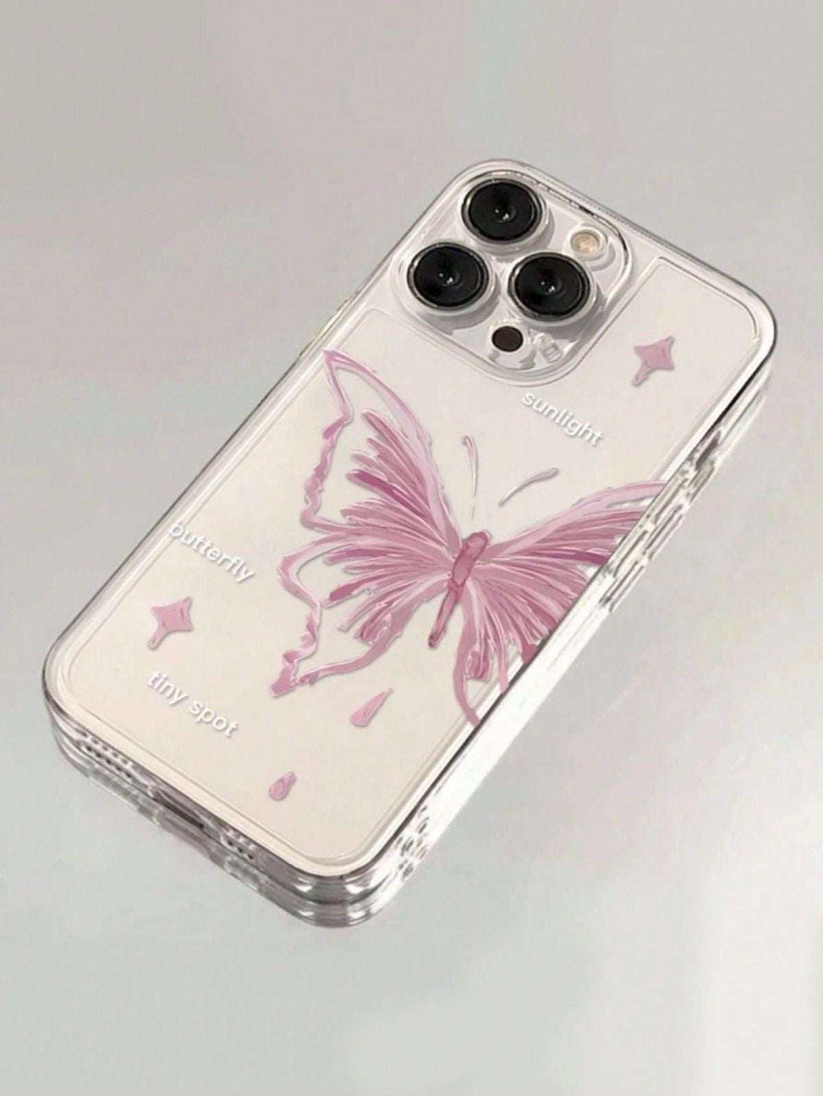 Pink Butterfly Clear iPhone Case
