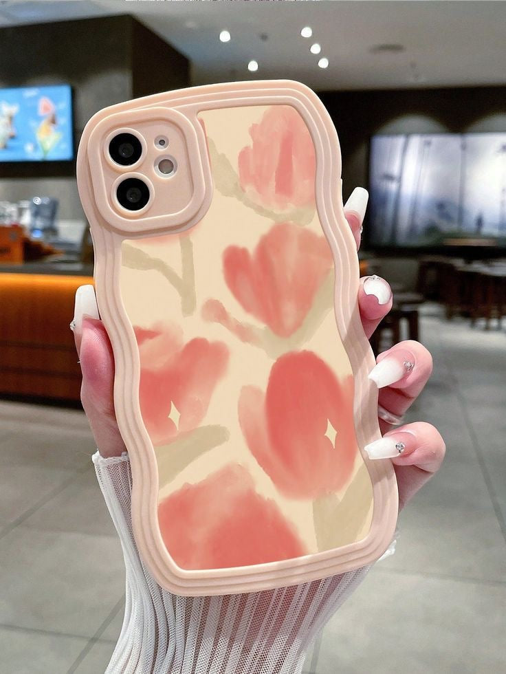 Iphone Peach Watercolor Tulip Case