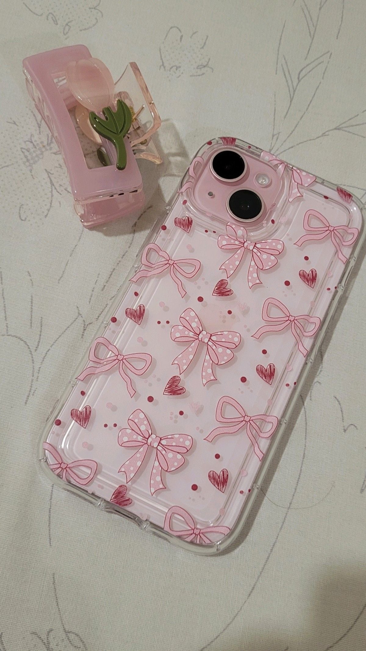 Pink Bow & Heart iPhone Case