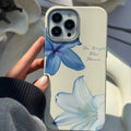 The Bright Blue Flower Leather iPhone Case | Floral Aesthetic Minimal Phone Cover