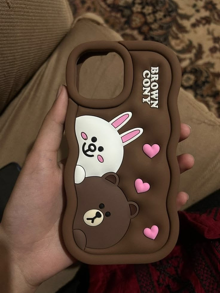 Cute cartoon wavy edge brown case