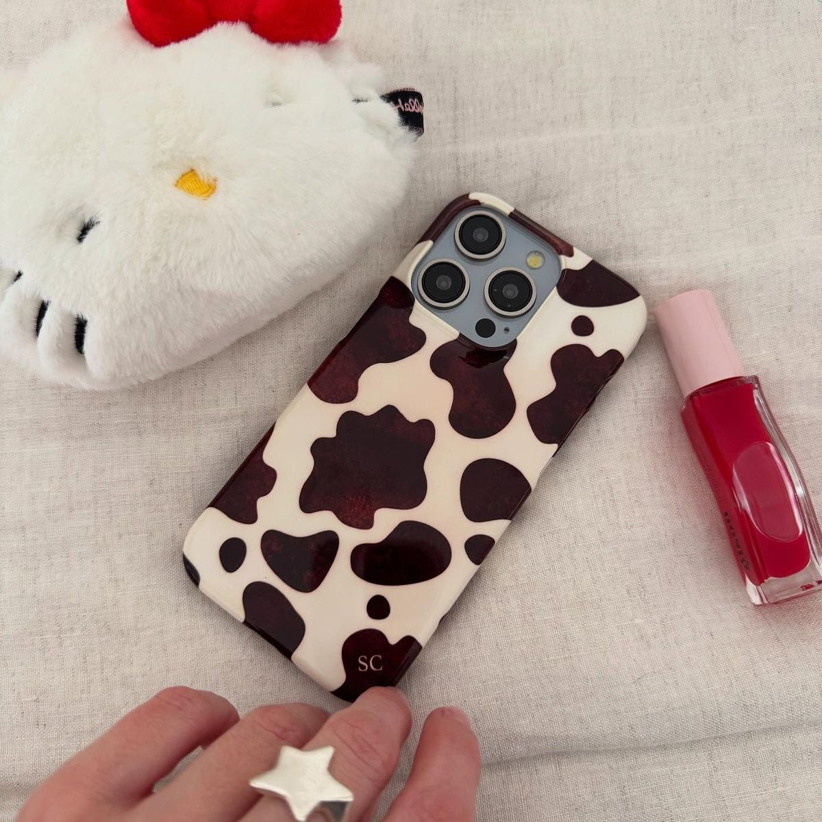 Chocolate Cow Print iPhone Case | Brown Cream Glossy Y2K Aesthetic Phone Cover