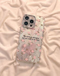 Cute Floral Quote iPhone Case | Holographic Pink Cherry Blossom Aesthetic Cover