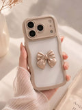 Beige Satin 3D Bow iPhone Case