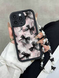 Iphone Black Bow Marble Case