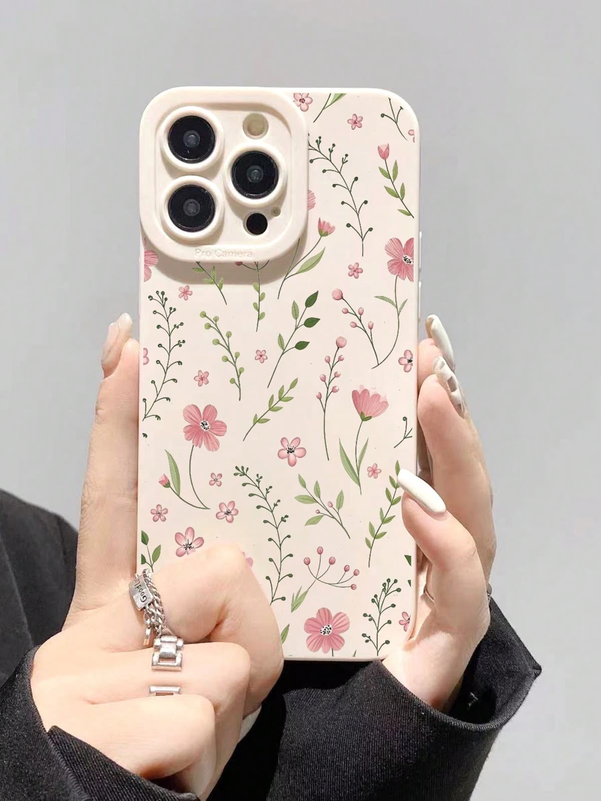 Pink Ditsy Floral iPhone Case | Cottagecore Aesthetic Matte Phone Cover with Camera Protection