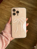 Nude Satin Bow iPhone Case