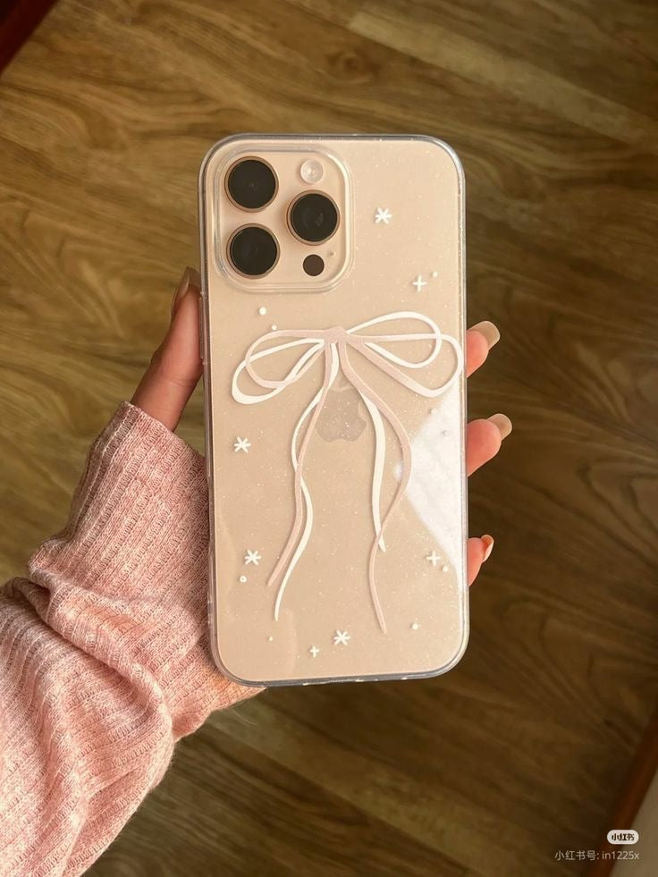 Nude Satin Bow iPhone Case