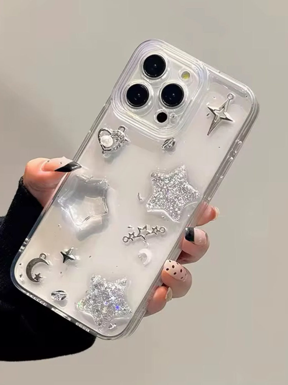 Celestial Glitter Star iPhone Case | 3D Charms Clear Aesthetic Phone Cover