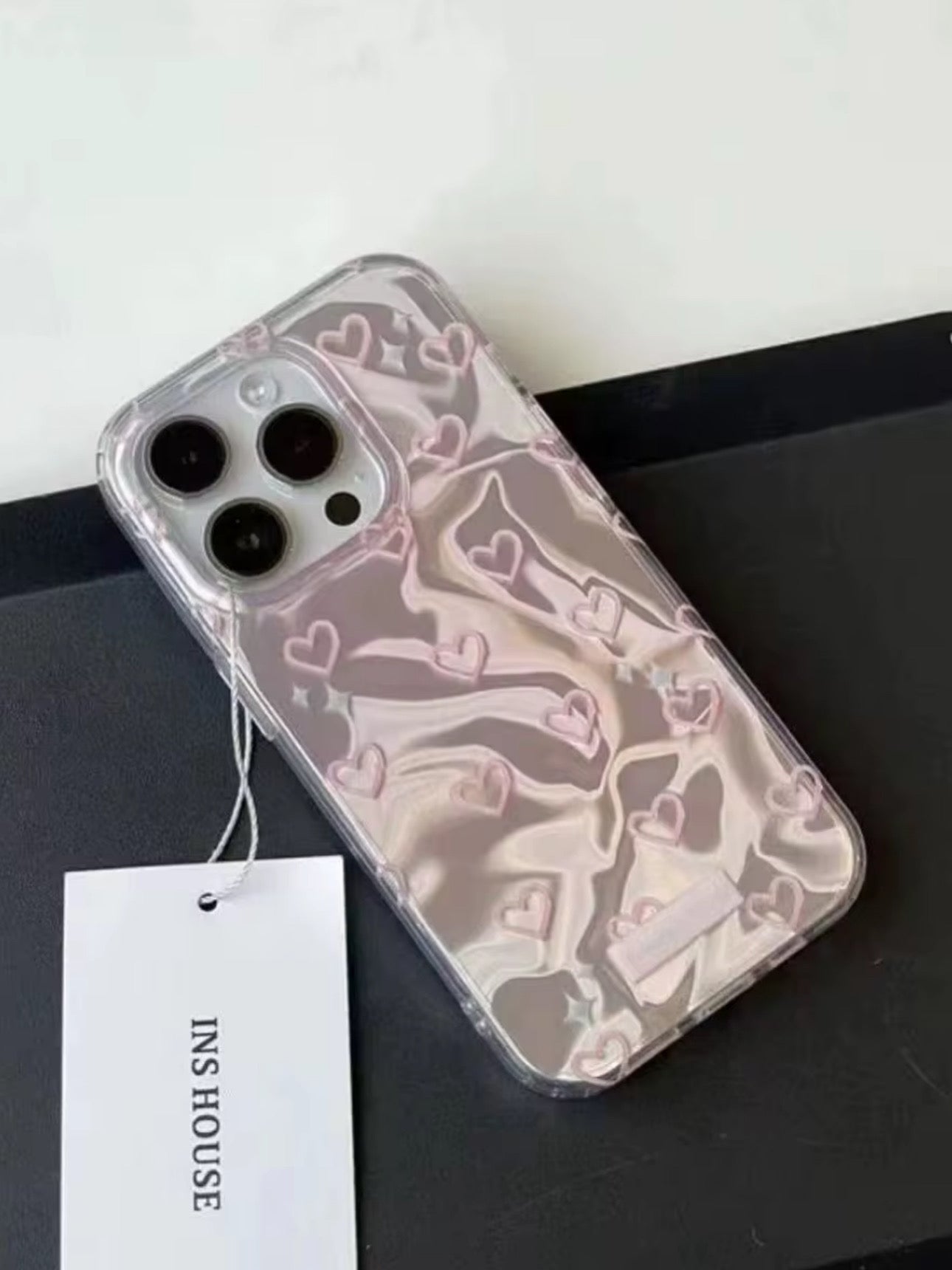Holographic Heart Swirl iPhone Case | INS House Y2K Clear Cover