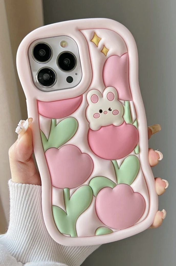 Korea cute 3d tulip flower case