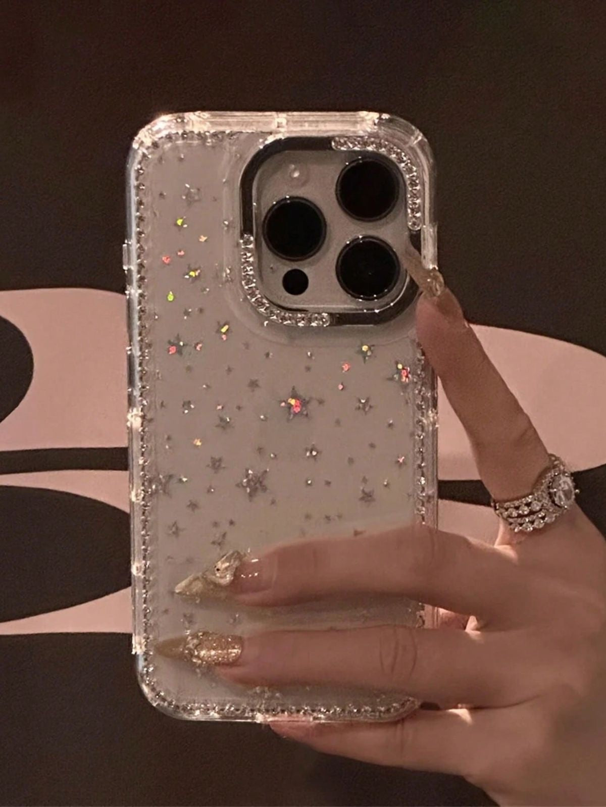 Celestial Star Glitter iPhone Case | Clear Rhinestone Bling Aesthetic Phone Cover
